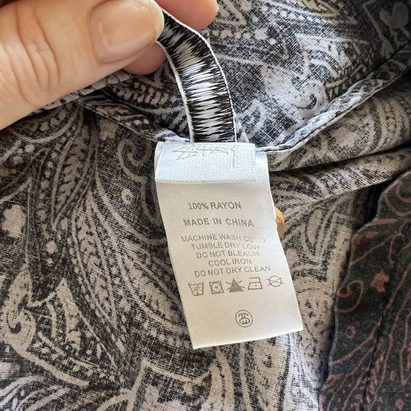 Stüssy Burke Paisley Shirt S M Aubergine Rayon Streetwear Retro Skate — photo 9 of 9