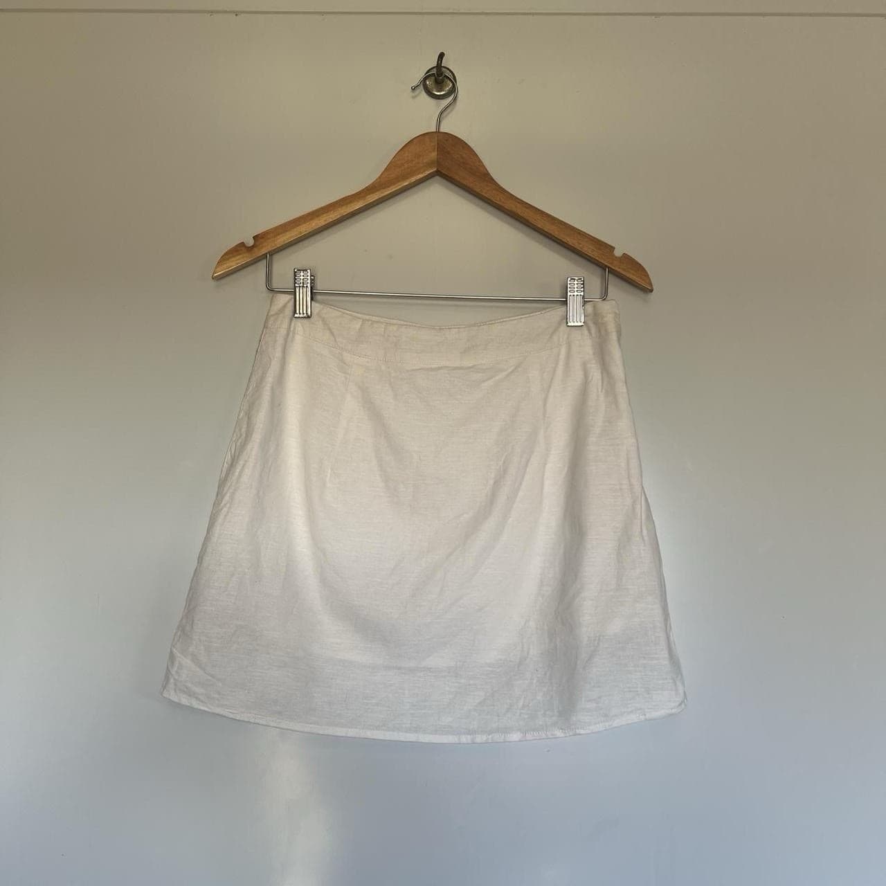 Wits The Label White Linen Skirt 10 High Waisted Lined A-Line Mini French — photo 2 of 8