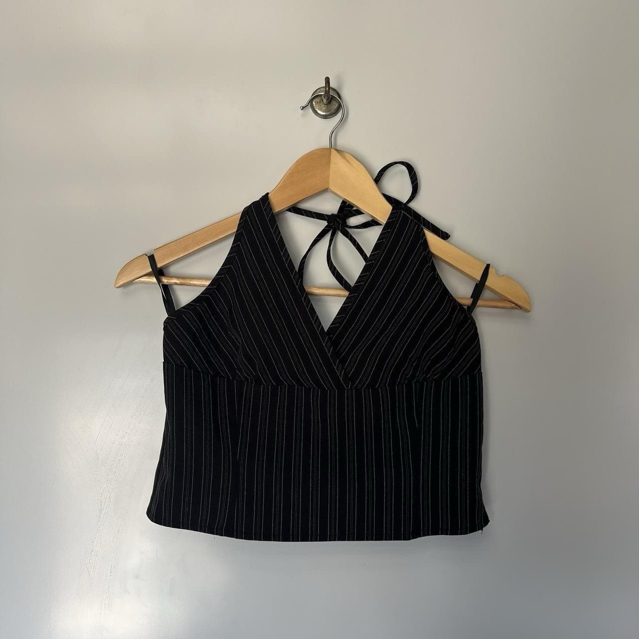Motel Rocks Pinstripe Halter Top XS Black Green Y2K Indie Sleaze Office Siren — photo 8 of 8