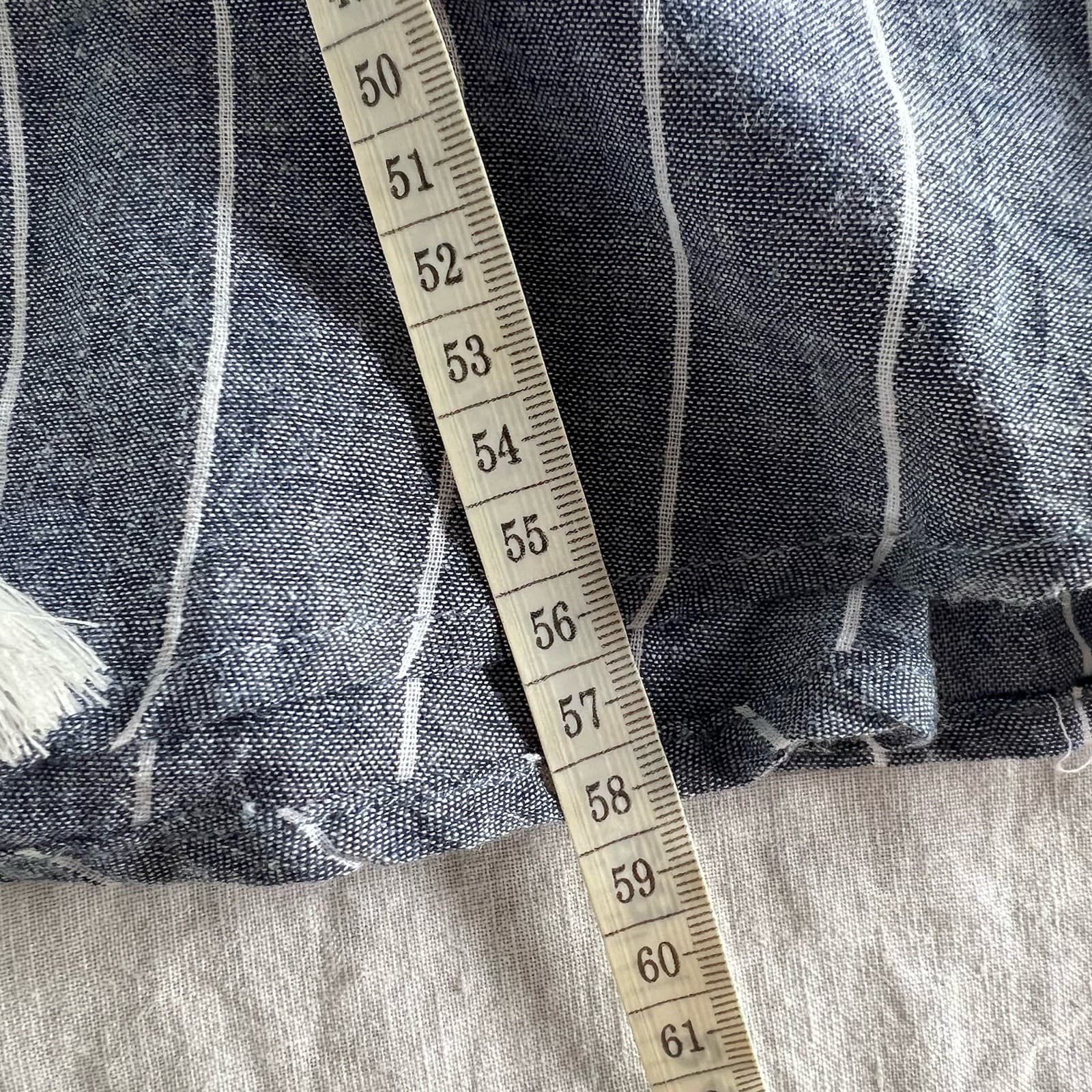Label Of Love Blue Stripe Tassel Blouse M Cotton Boho Swing Tank Coastal — photo 6 of 8