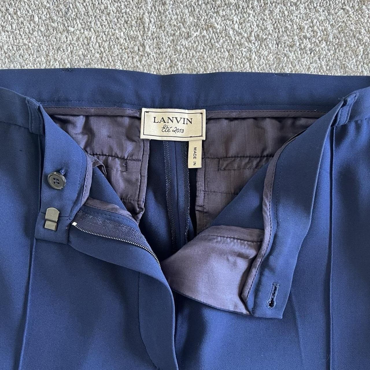 Lanvin Navy Tailored Trousers 42 12 14 High Waist Straight Leg Archive Luxury — photo 4 of 11