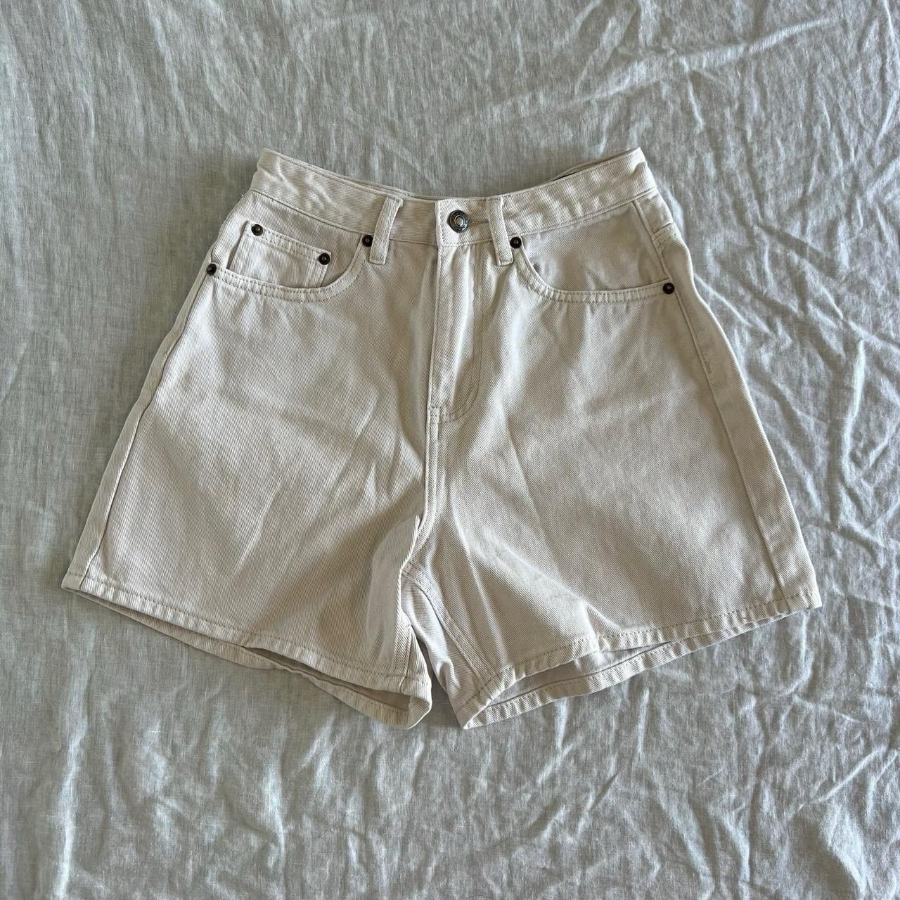 Insight Cream Denim Shorts 24 6 High Waisted Wide Leg A-Line Petite White Surf — photo 2 of 8