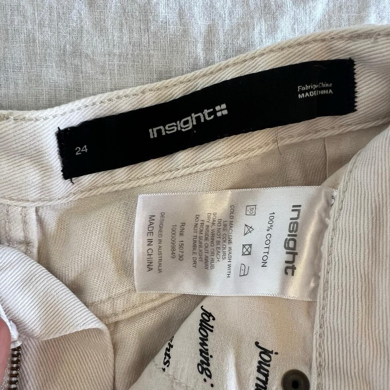Insight Cream Denim Shorts 24 6 High Waisted Wide Leg A-Line Petite White Surf — photo 5 of 8