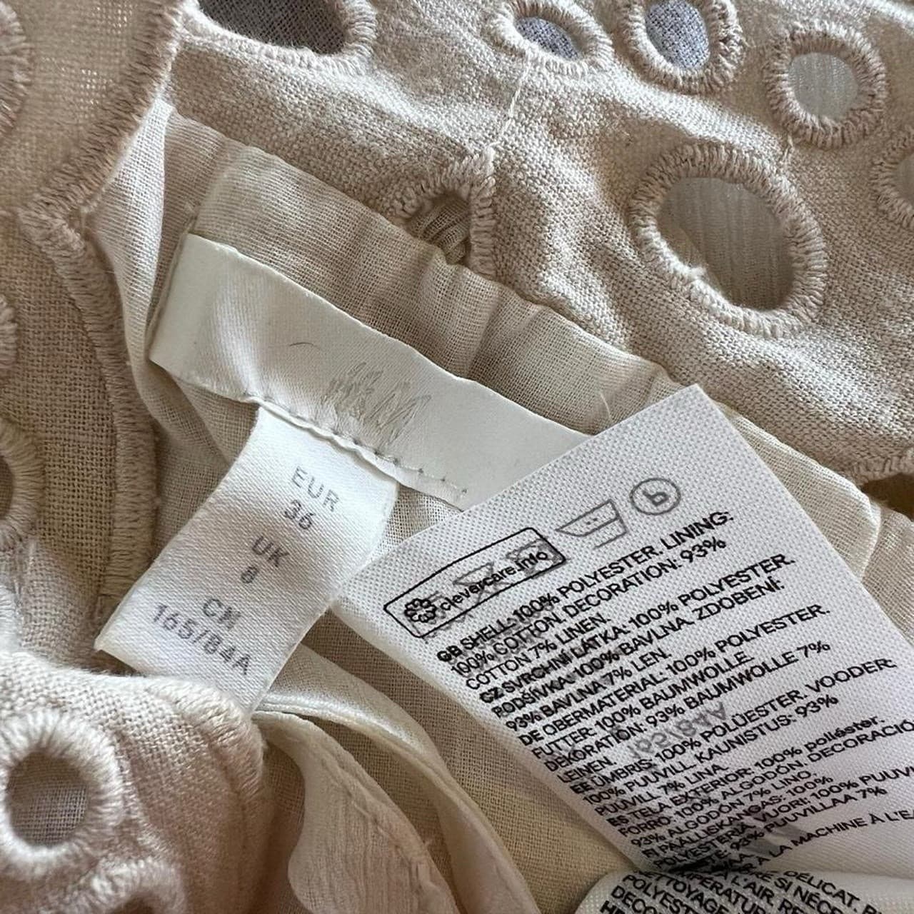 H&M Y2K Babydoll Cami Top 8 10 Cream Eyelet Fairycore Linen Blend Sheer — photo 7 of 7