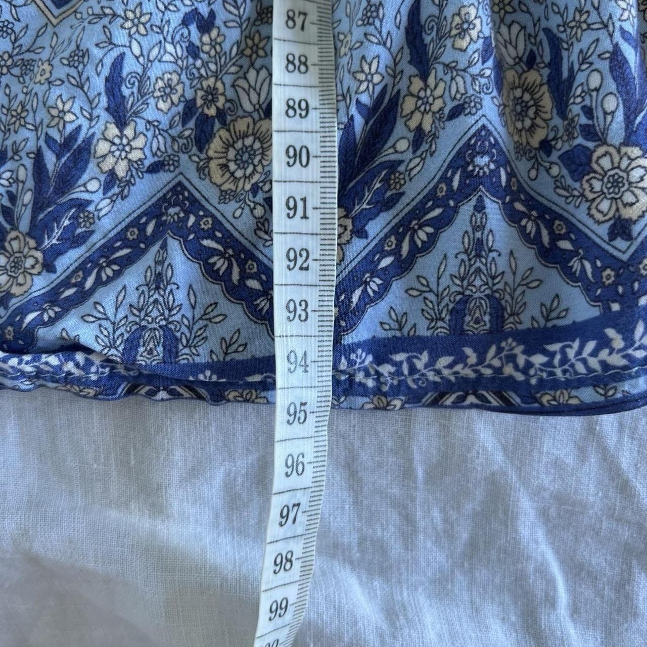 Jaase Riverside Print Finch Mini Dress 16 XL Blue Boho Floral Rayon Spell Style — photo 5 of 8
