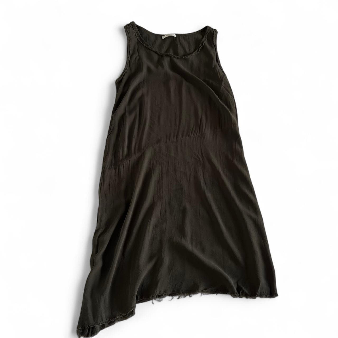 Morrison Brown Midi Slip Dress 4 L 12 14 90s Grunge Raw Edge Asymmetric — photo 5 of 8