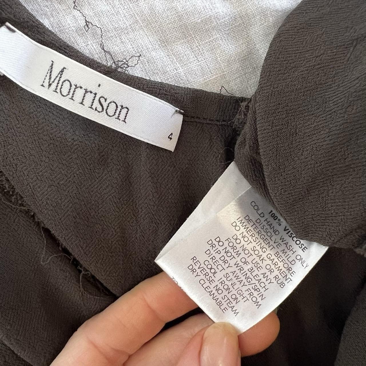 Morrison Brown Midi Slip Dress 4 L 12 14 90s Grunge Raw Edge Asymmetric — photo 8 of 8