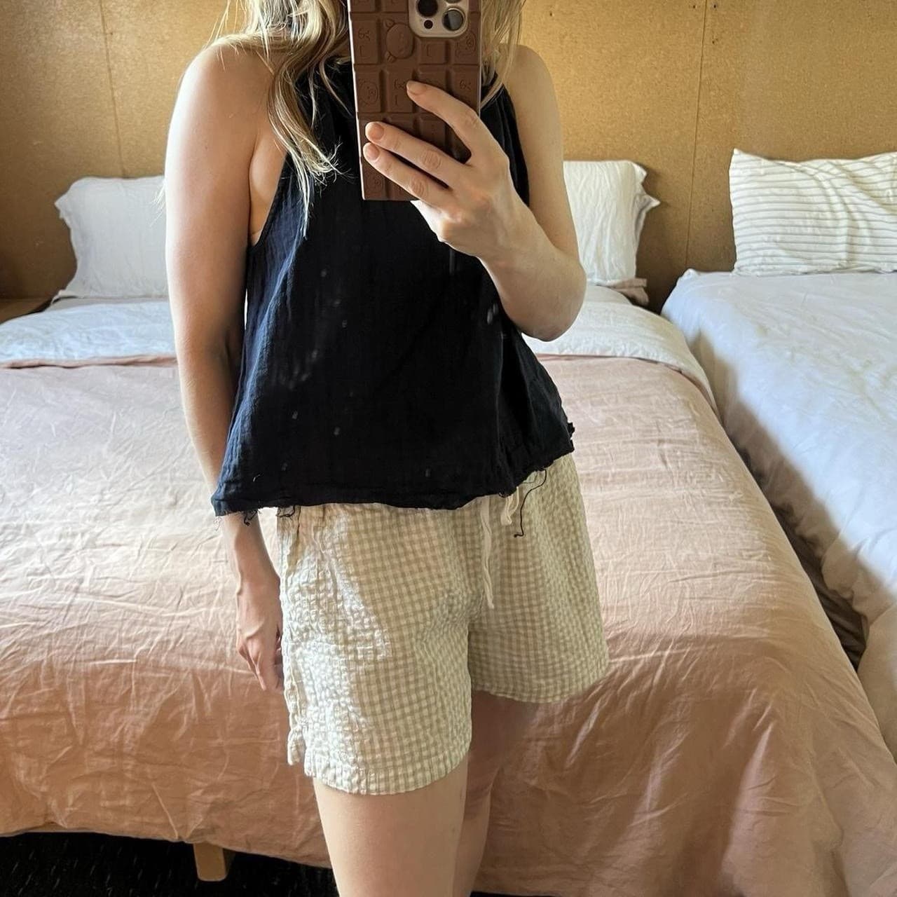 Joop & Gypsy Green Gingham Cotton Picnic Shorts S Small Summer Cottagecore Boho — photo 2 of 8
