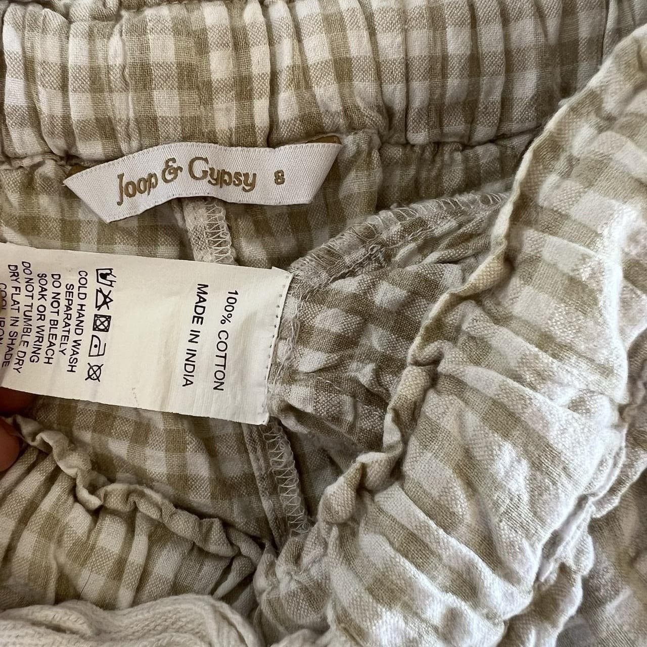 Joop & Gypsy Green Gingham Cotton Picnic Shorts S Small Summer Cottagecore Boho — photo 7 of 8