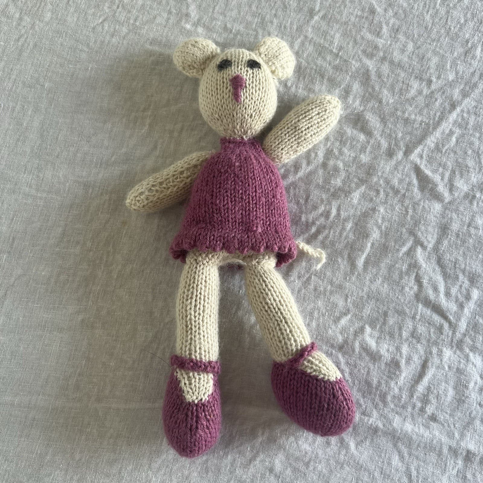Handmade Knitted Ballet Mouse Plush 34cm Ballerina Toy Nursery Decor Heirloom — photo 1 of 5