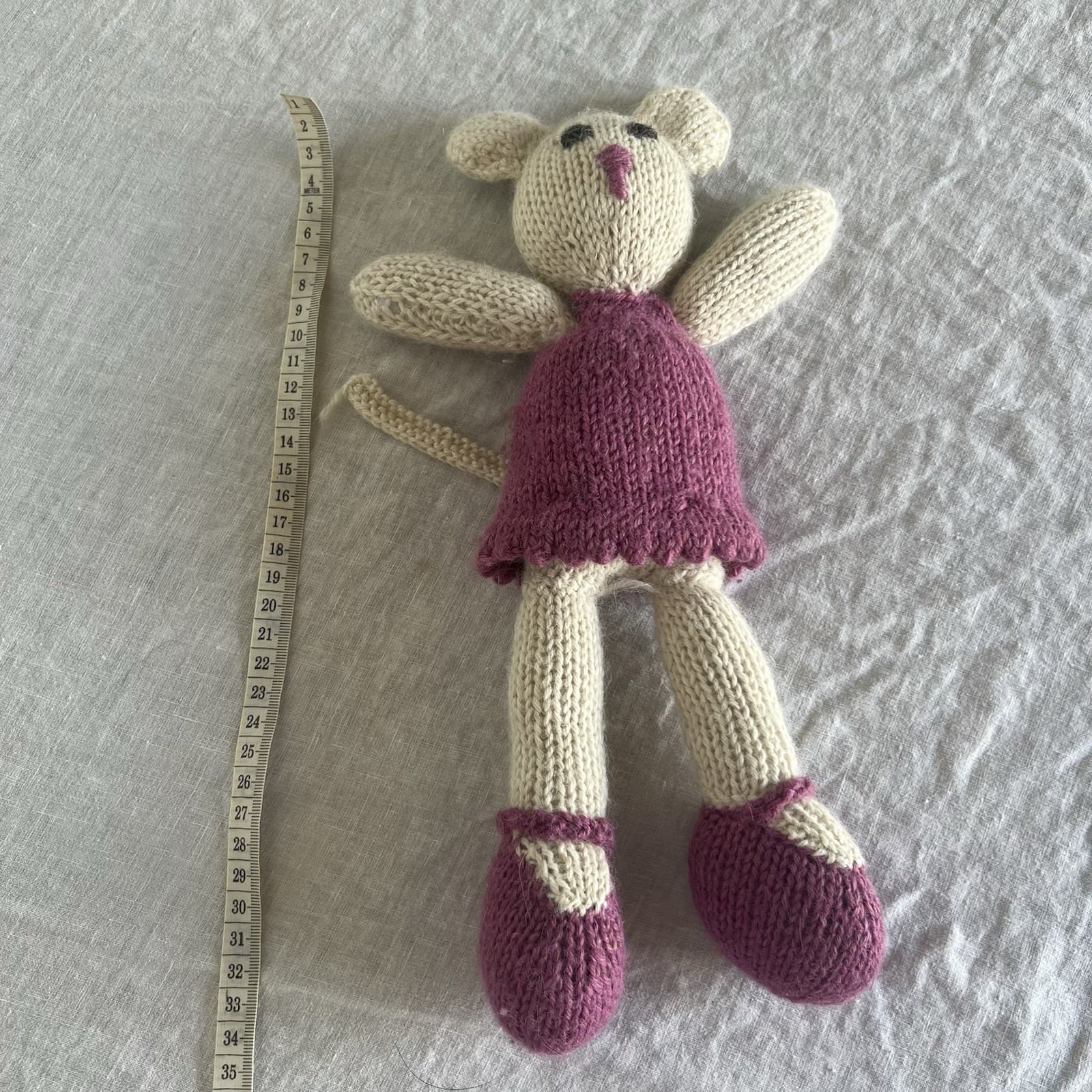 Handmade Knitted Ballet Mouse Plush 34cm Ballerina Toy Nursery Decor Heirloom — photo 5 of 5