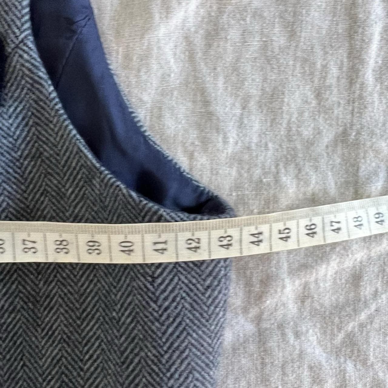 Vintage ORIGINAL LANZ Salzburg Wool Vest 40 S Grey Herringbone Velvet Folk — photo 6 of 8