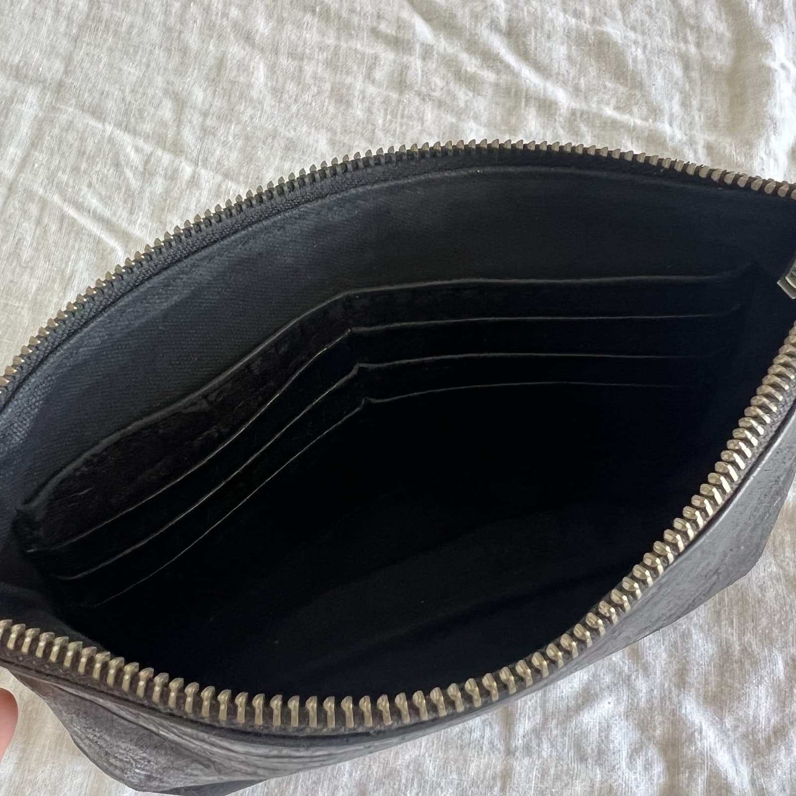 Status Anxiety Black Croc Embossed Leather Clutch Pouch Bag Minimalist Y2K — photo 4 of 9
