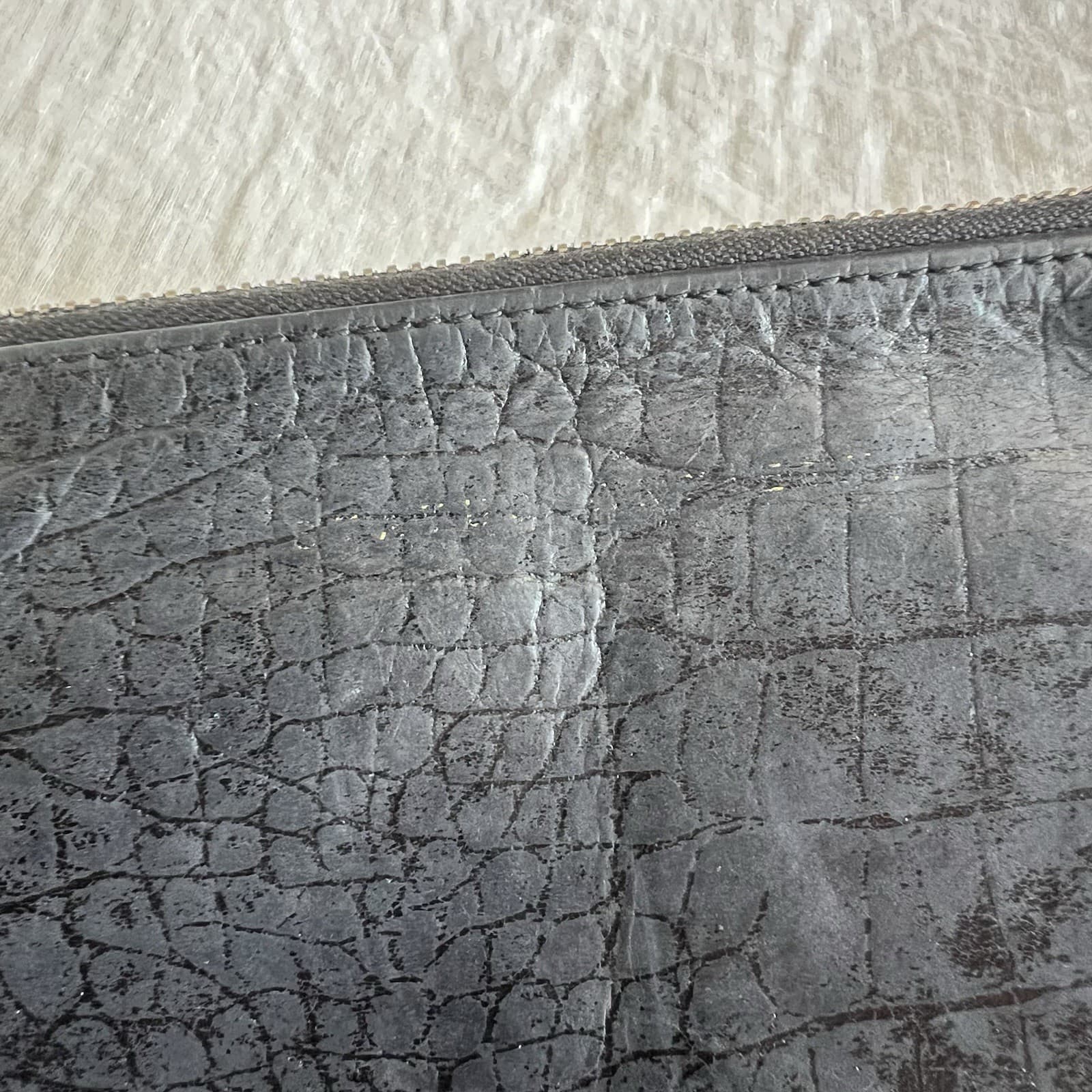 Status Anxiety Black Croc Embossed Leather Clutch Pouch Bag Minimalist Y2K — photo 7 of 9