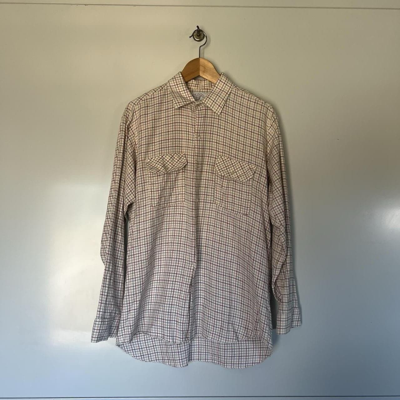 Vintage 90s Flannel Shirt Oversized Check Shacket Cotton L Workwear Prairie — photo 2 of 8