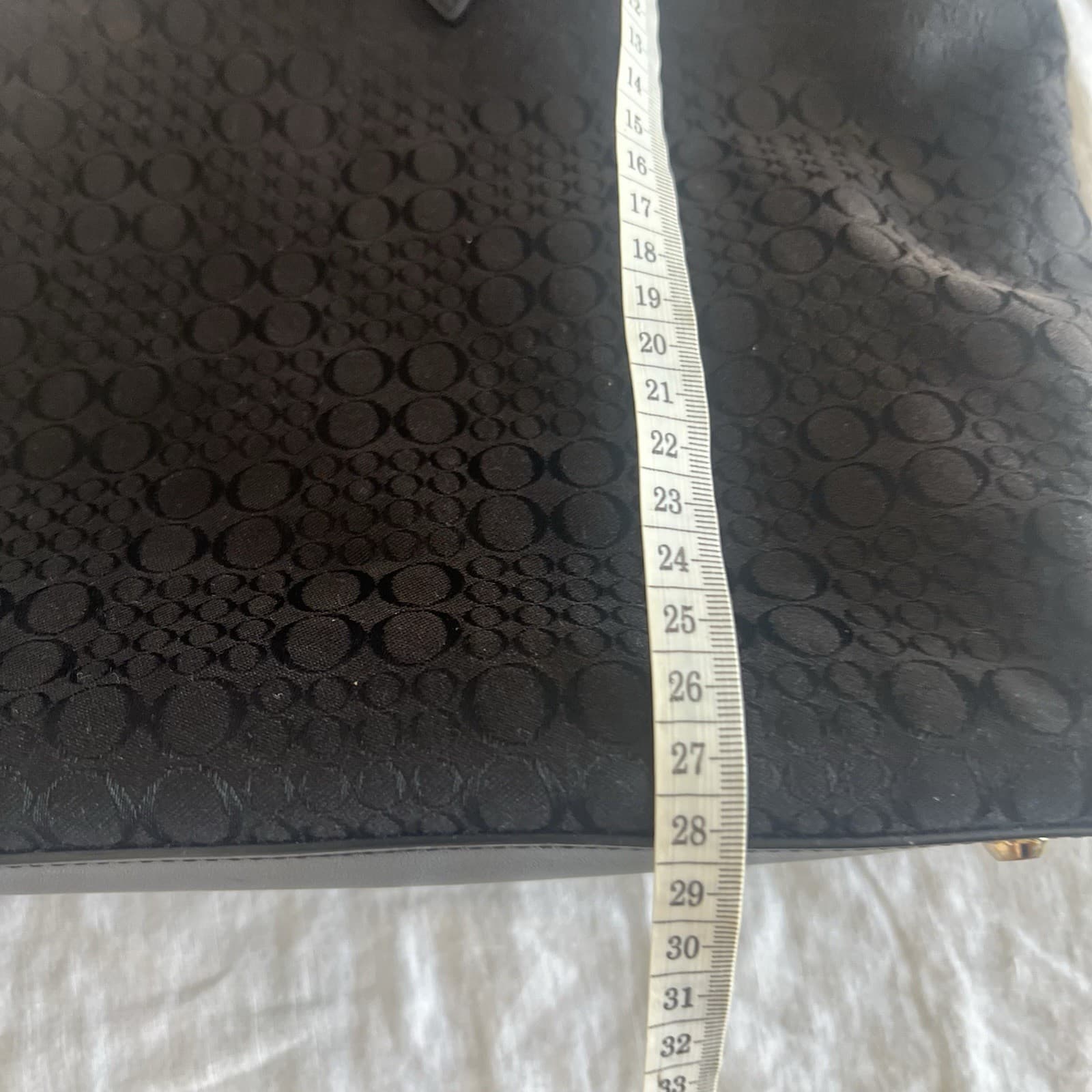Oroton Lily Monogram Tote Bag Black Canvas Leather Laptop Work Shoulder Bag — photo 12 of 12