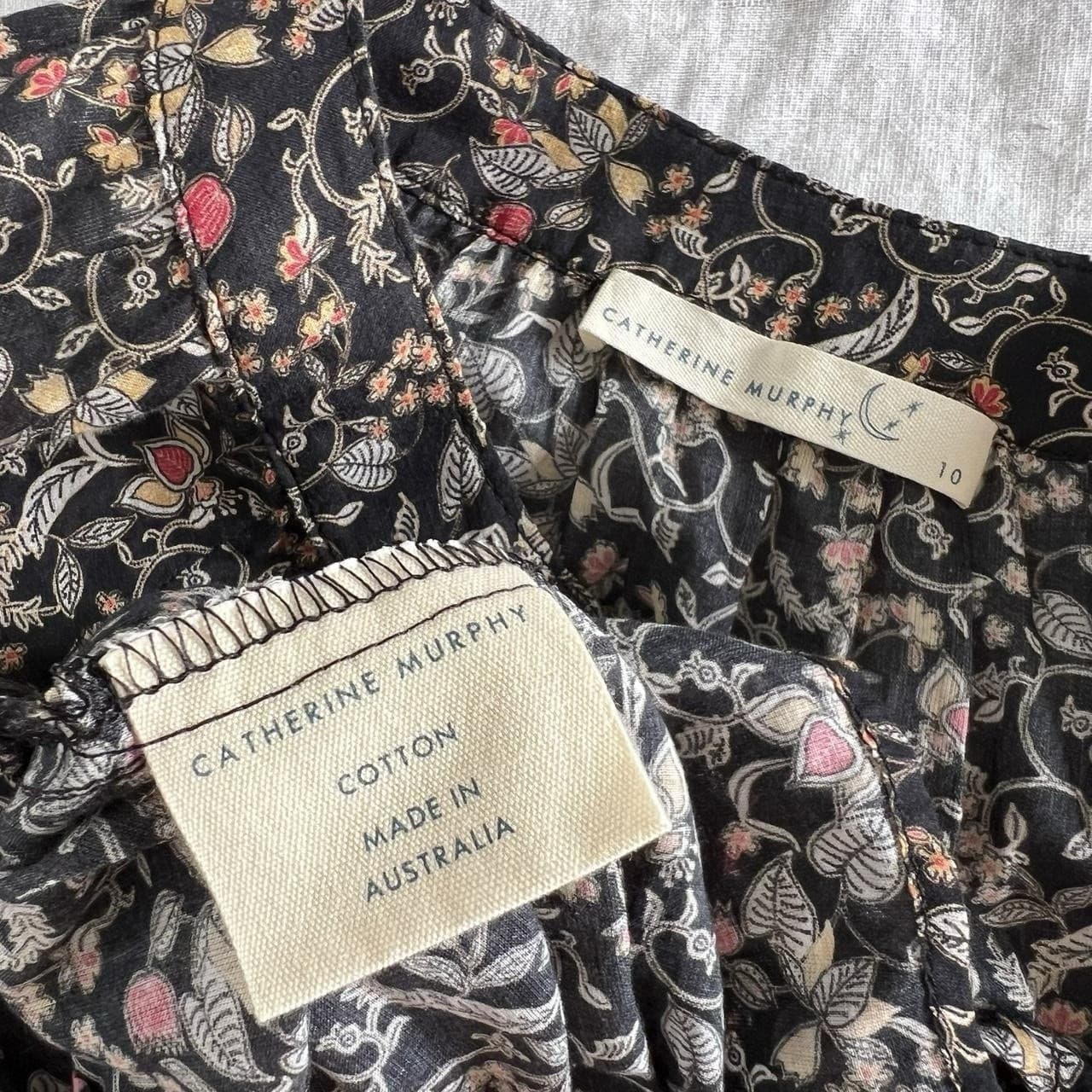 Catherine Murphy Floral Smocked Blouse Prairie Cottagecore Boho Puff Sleeve 10 — photo 8 of 8