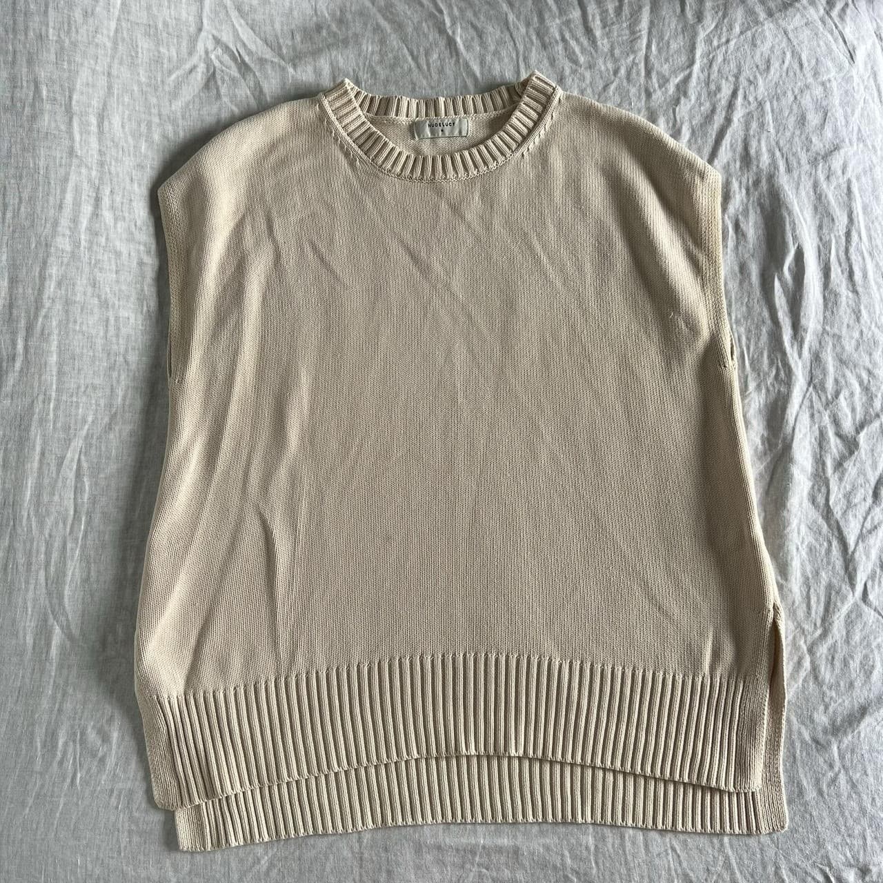 Nude Lucy Cream Knit Vest Oversized Cotton Prairie Layering Size M Preppy French