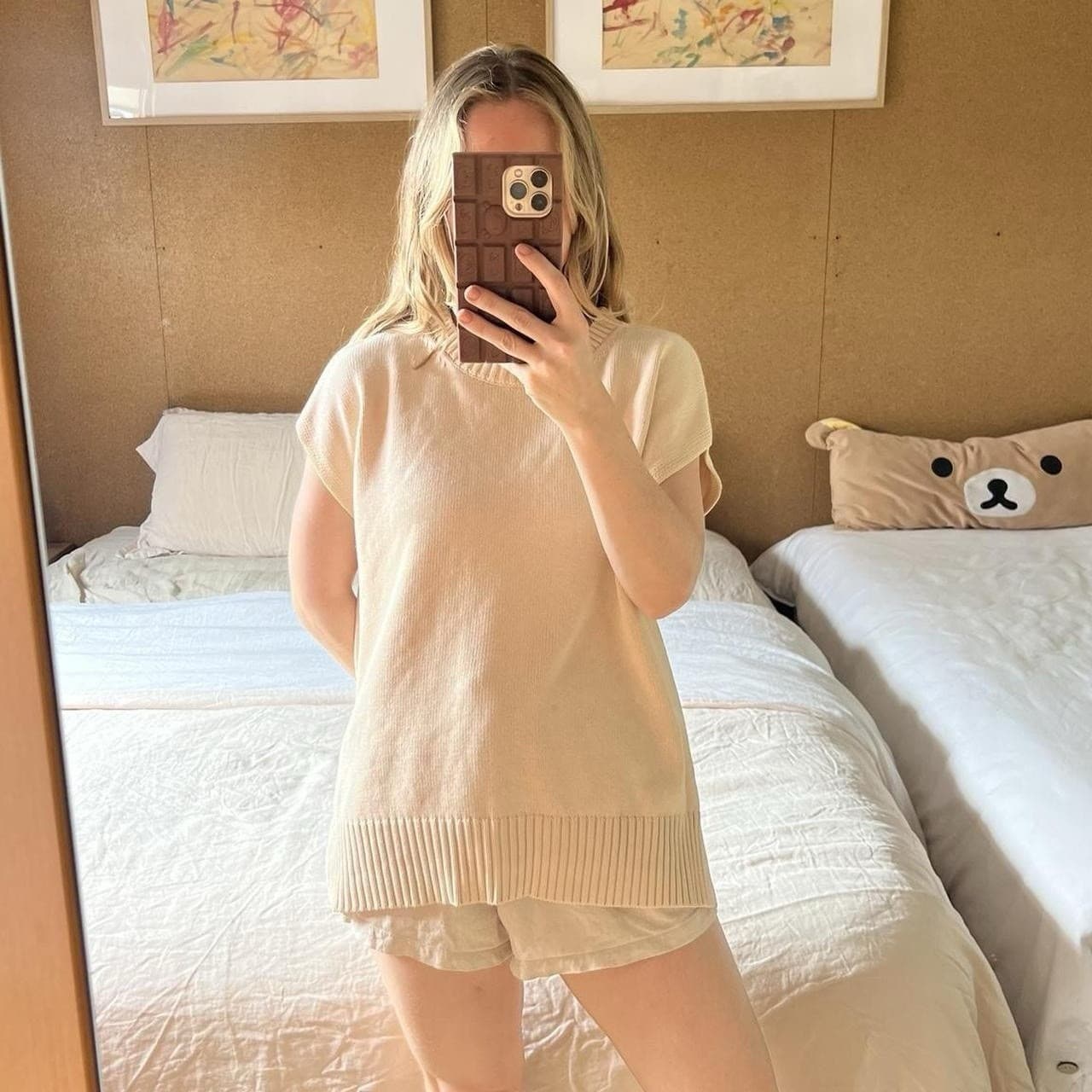 Nude Lucy Cream Knit Vest Oversized Cotton Prairie Layering Size M Preppy French — photo 2 of 8