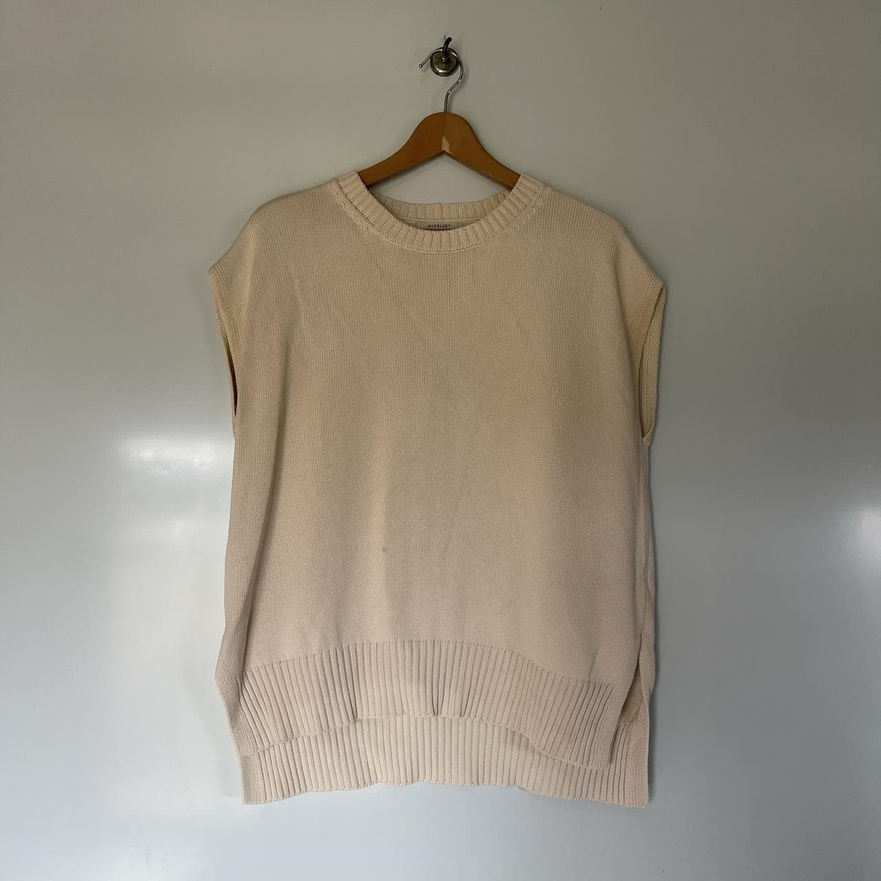 Nude Lucy Cream Knit Vest Oversized Cotton Prairie Layering Size M Preppy French — photo 4 of 8