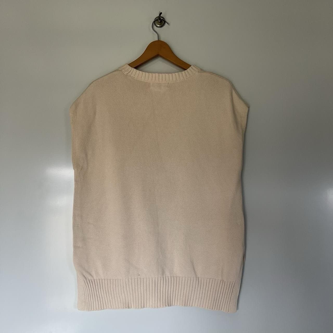 Nude Lucy Cream Knit Vest Oversized Cotton Prairie Layering Size M Preppy French — photo 5 of 8