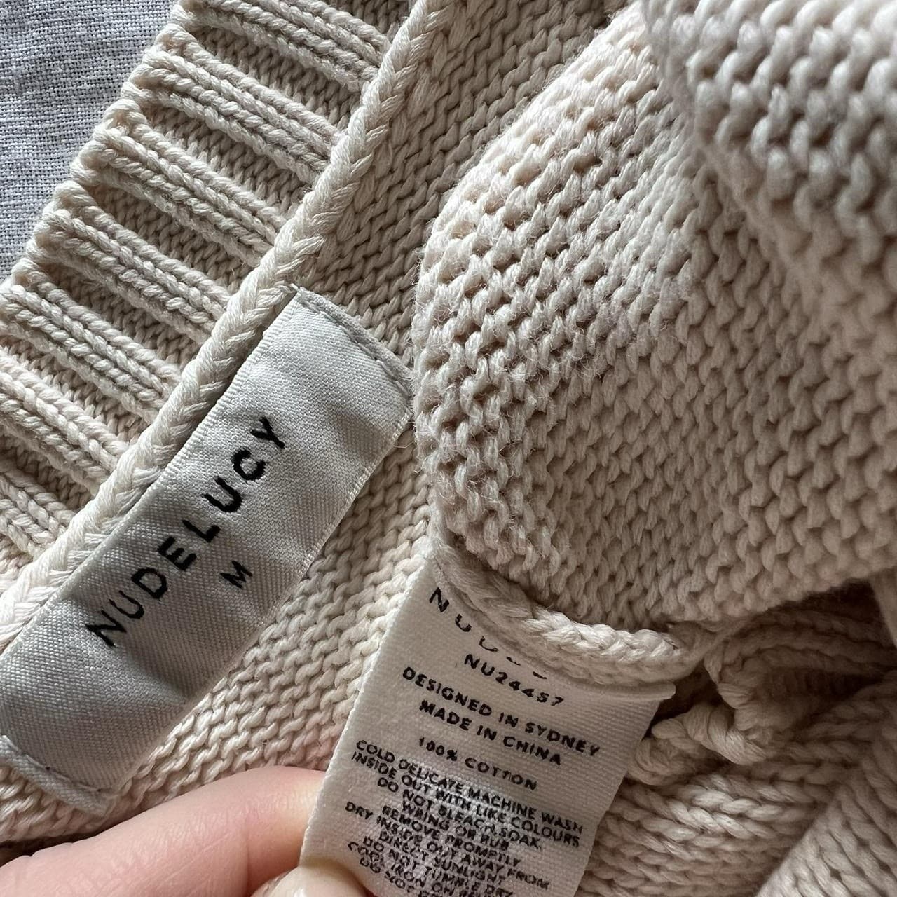 Nude Lucy Cream Knit Vest Oversized Cotton Prairie Layering Size M Preppy French — photo 8 of 8