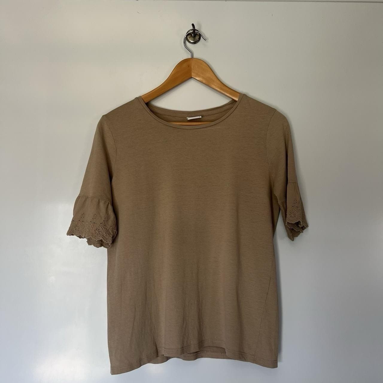 Jacqueline de Yong Beige Lace Trim Top Prairie Cottagecore Layering Size S — photo 4 of 8