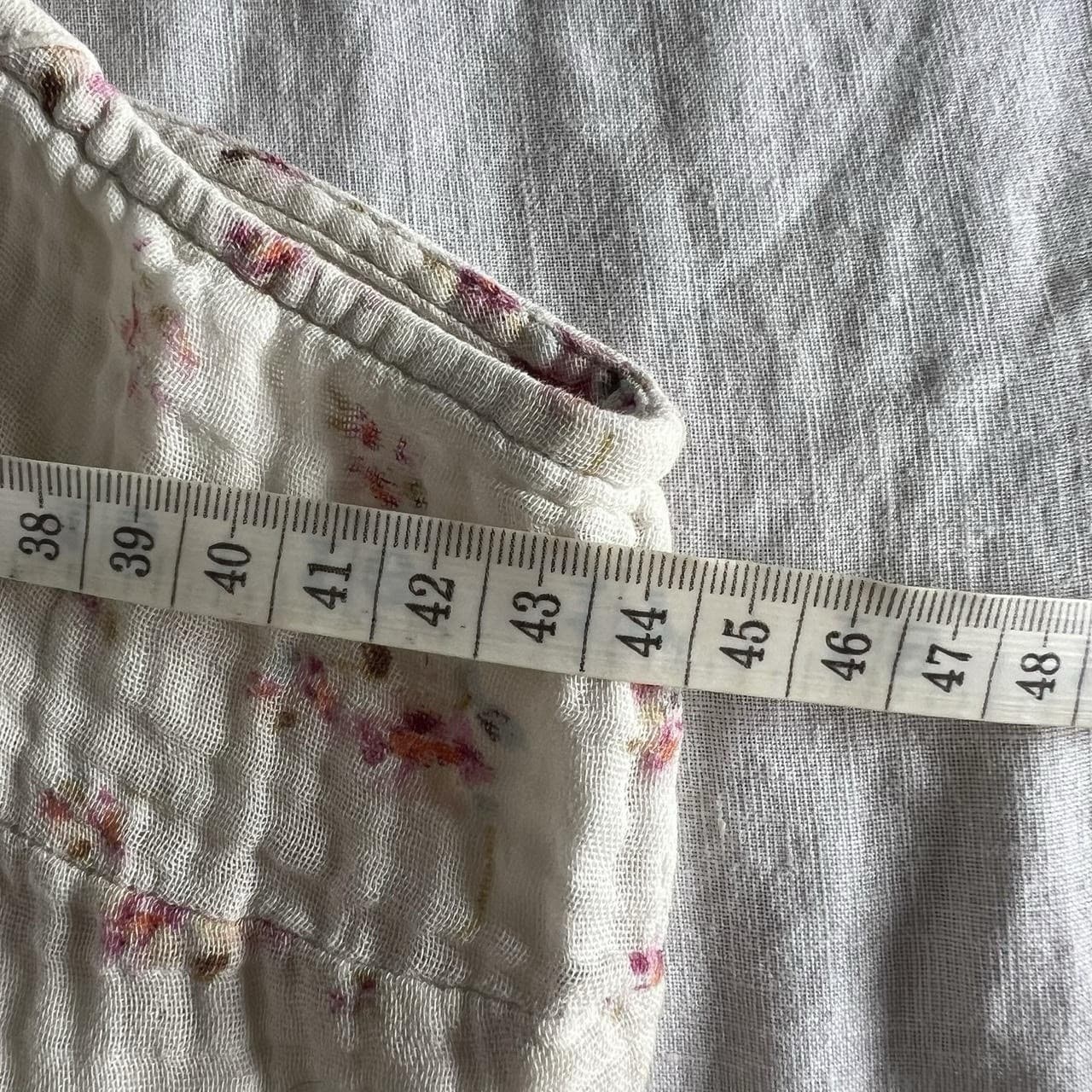 Cream Pink Floral Midi Dress Cotton Muslin Babydoll Tiered Prairie Size S — photo 6 of 8