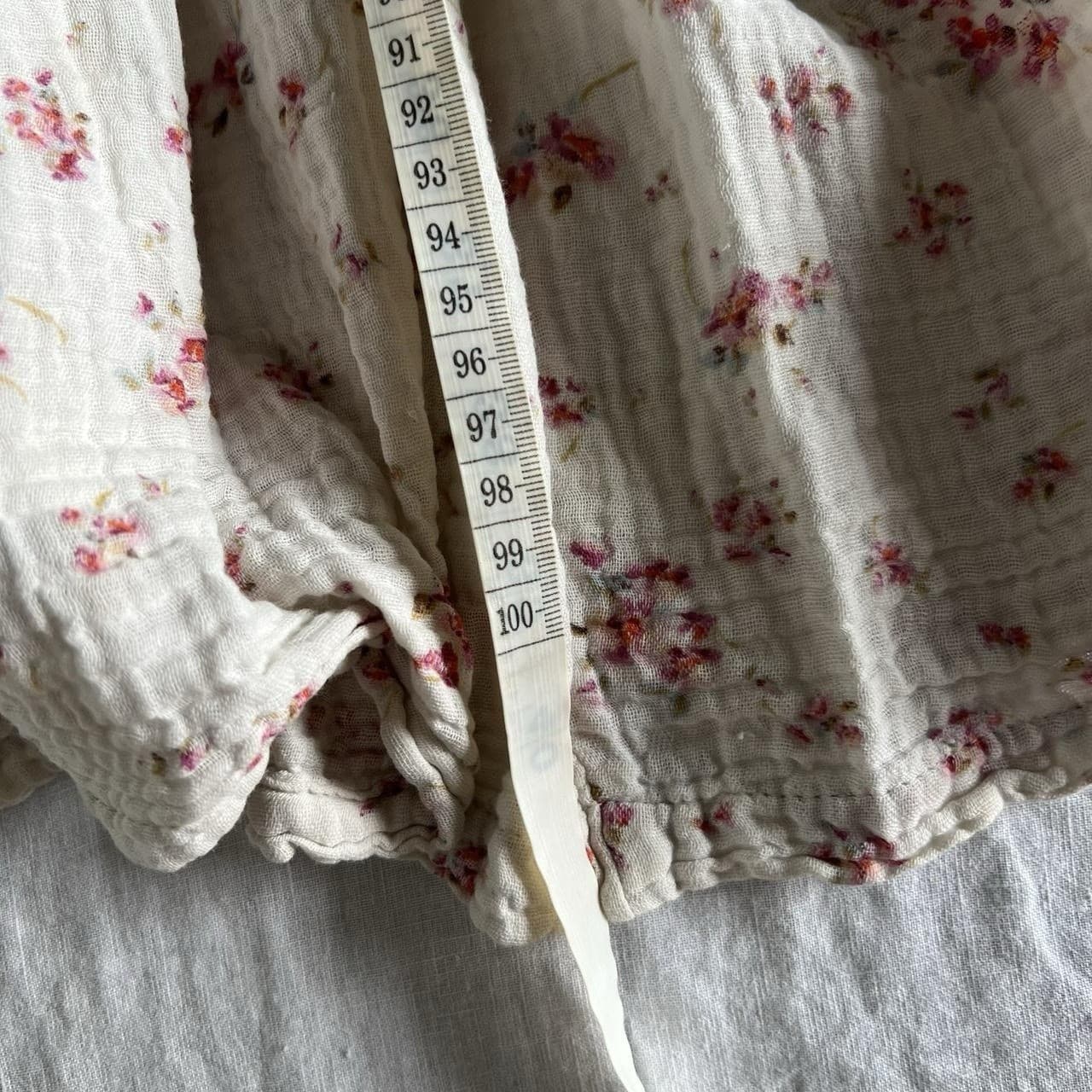 Cream Pink Floral Midi Dress Cotton Muslin Babydoll Tiered Prairie Size S — photo 7 of 8