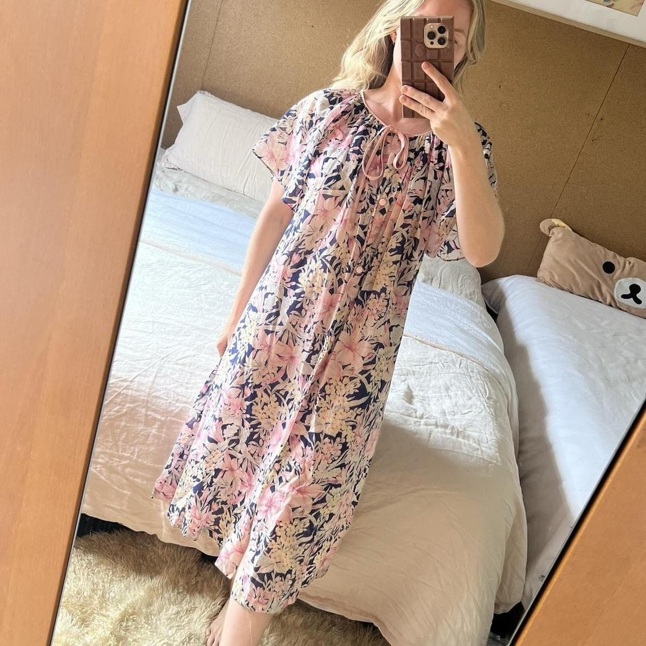 Vintage Ralstan Navy Pink Floral Maxi Dress Gown Prairie Romantic Size M 70s — photo 1 of 8