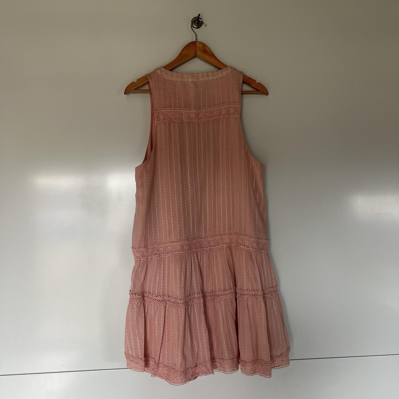 Showpo Baby Pink Lace Babydoll Mini Dress Tiered Peasant Prairie Size 12 Boho — photo 5 of 8