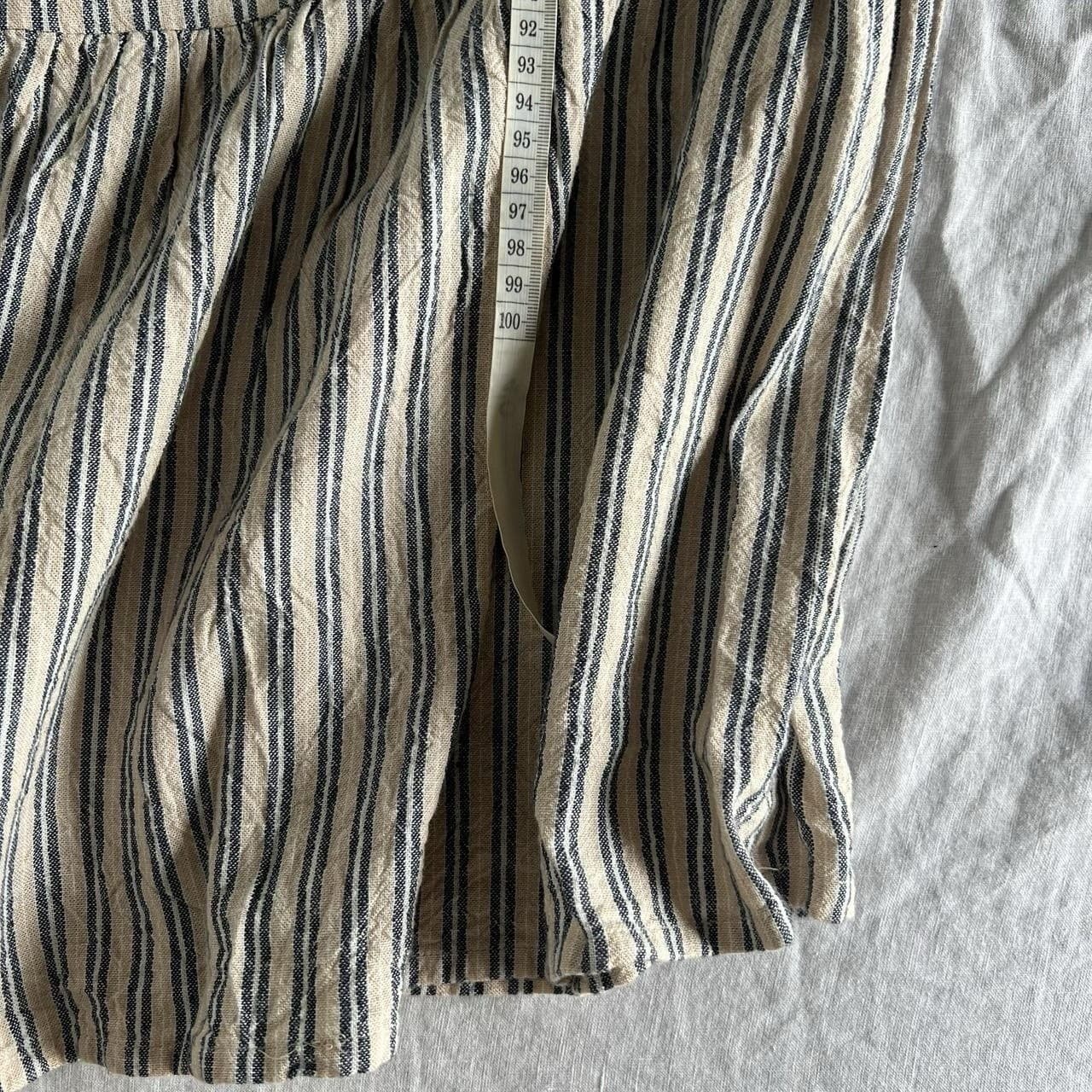 Blue Striped Linen Maxi Dress Romantic Coastal Prairie Tiered Babydoll Size 8 — photo 5 of 6