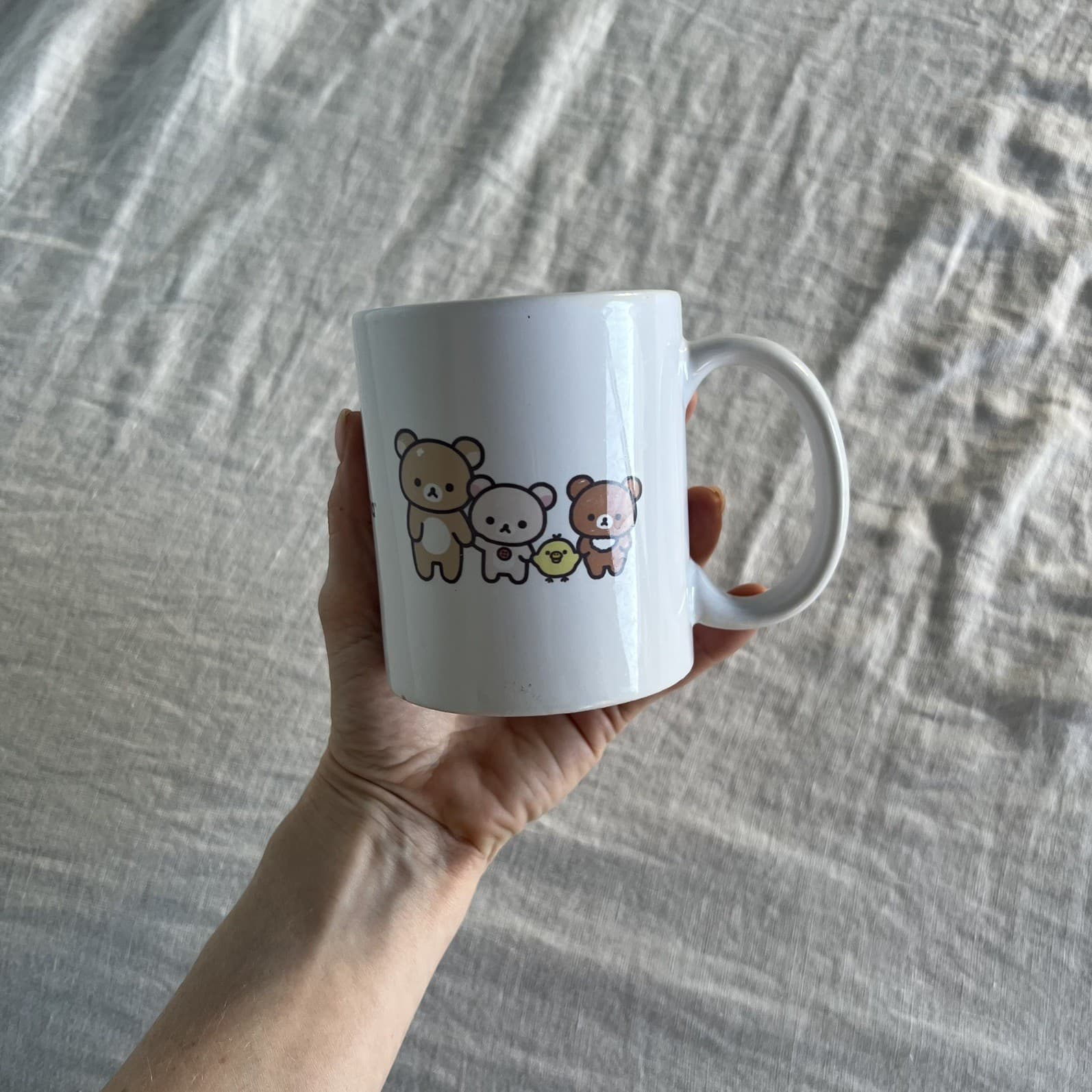 San-X Rilakkuma Gathering Friends Cappuccino Mug Minimalist Basic White Ceramic — photo 7 of 9