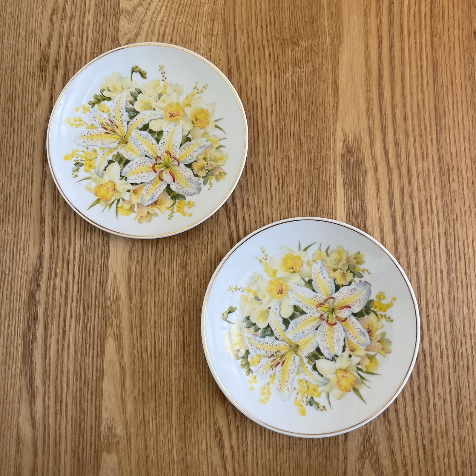 Vintage The Floral Collection Porcelain Side Plates Pair Lily Daffodil Wattle 6" — photo 1 of 7
