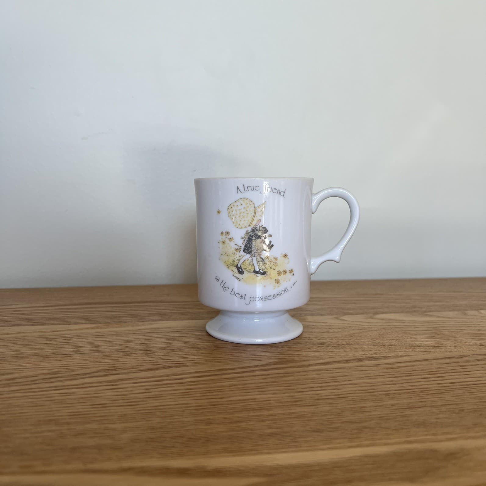 Cottagecore Vintage Holly Hobbie Mug Pedestal Footed Porcelain Cup Japan Retro — photo 2 of 6