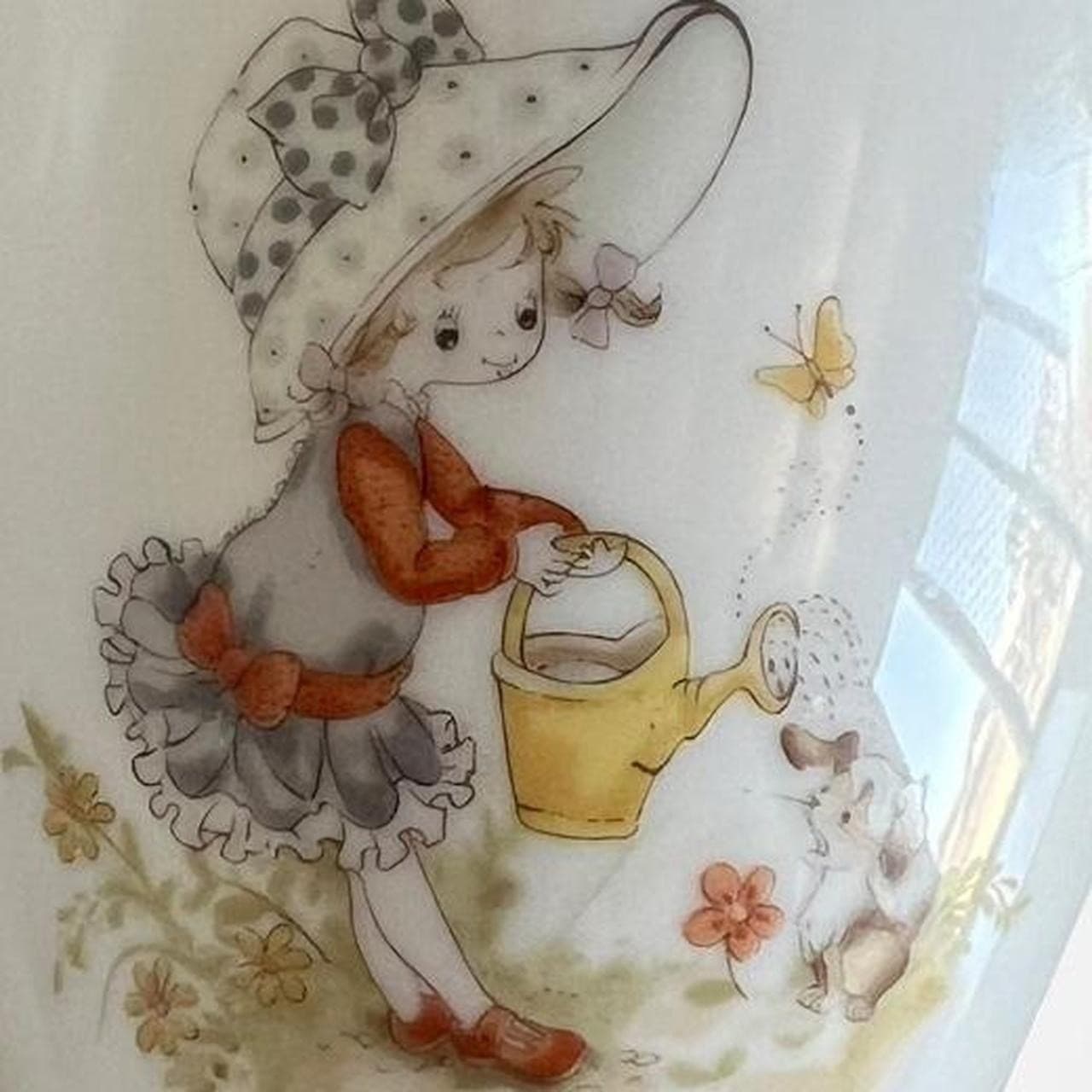 Cottagecore Vintage Porcelain Bud Vase Twin Scroll Handles Holly Hobbie Japan — photo 3 of 8