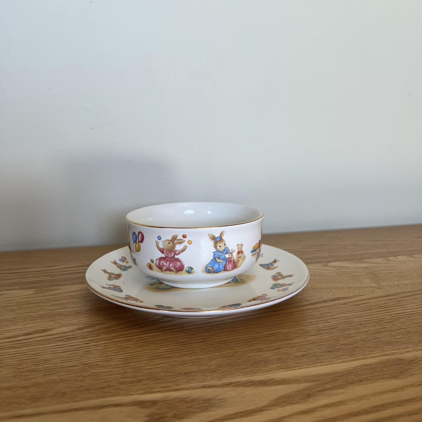 Vintage Japanese Bunny Plate & Bowl Set Ceramic Beatrix Potter Style Nursery — photo 1 of 16