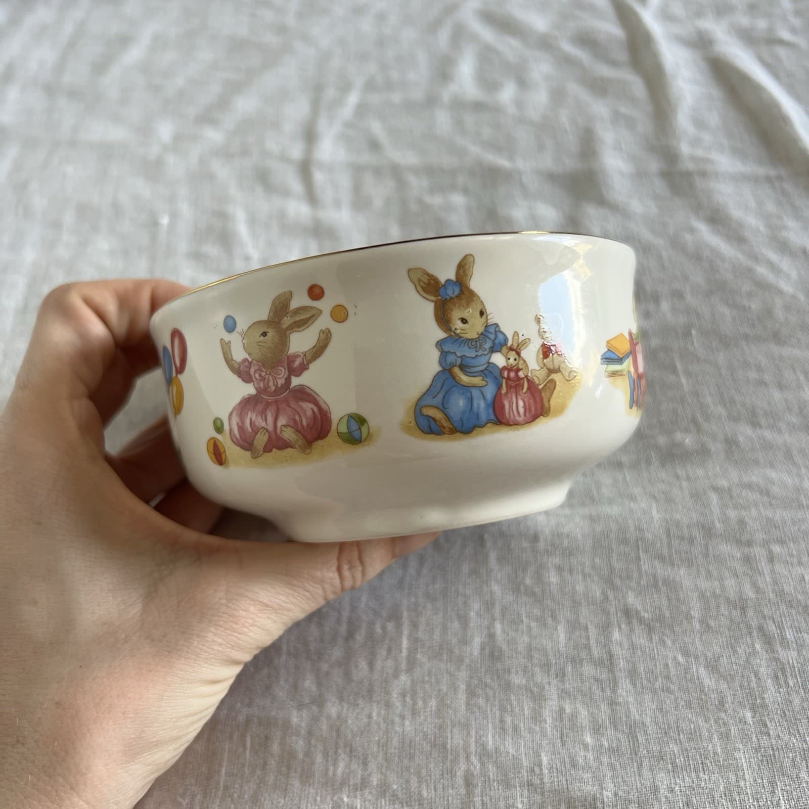 Vintage Japanese Bunny Plate & Bowl Set Ceramic Beatrix Potter Style Nursery — photo 9 of 16