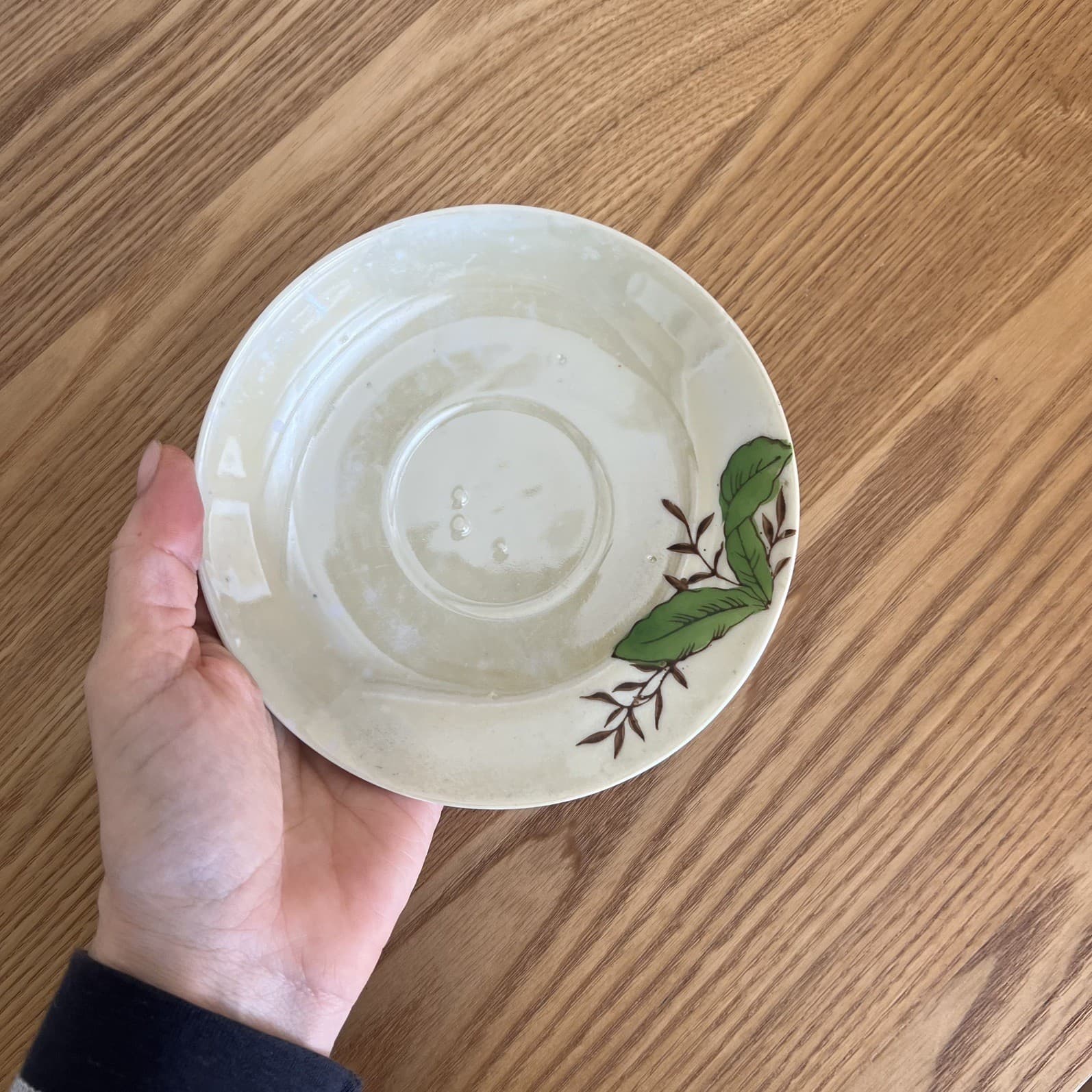 Vintage Japanese Ceramic Saucer Hand Painted Wabi Sabi Trinket Dish Wall Decor — photo 2 of 7