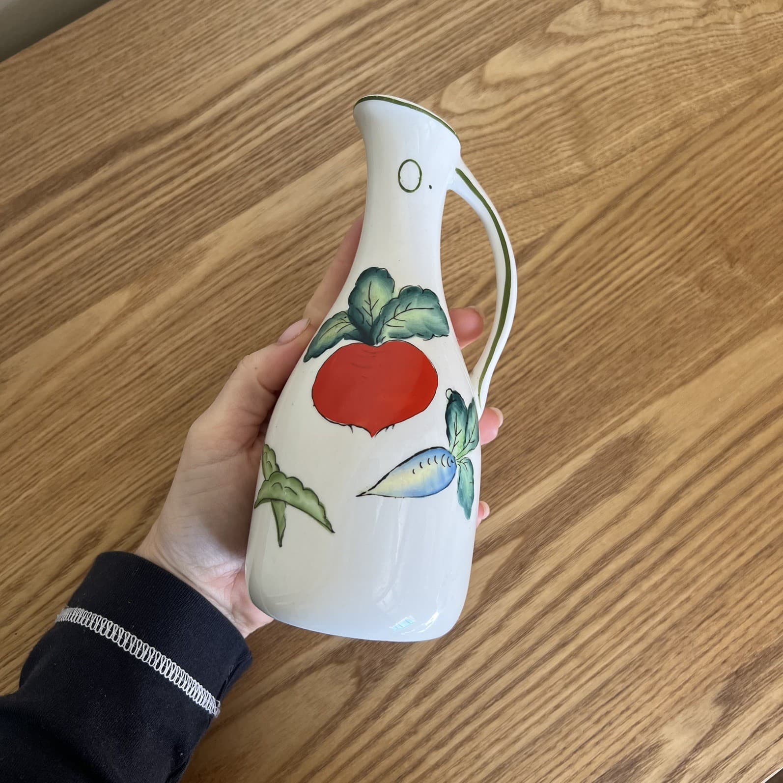 Vintage Japanese Ceramic Oil Cruet Pitcher Radish Vegetable Bud Vase Cottagecore — photo 5 of 6
