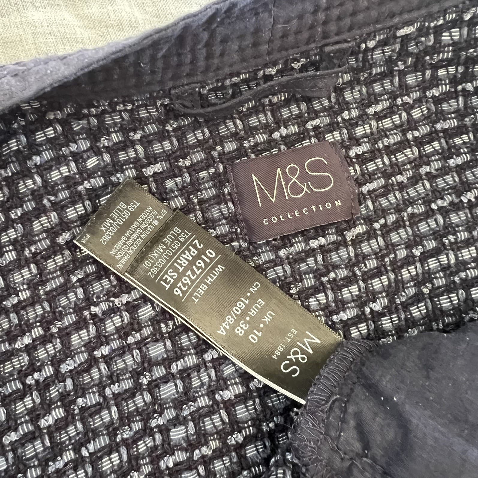M&S Collection Woven Kimono Jacket Belted Blue Cotton Blend Wrap Size 10 — photo 3 of 9