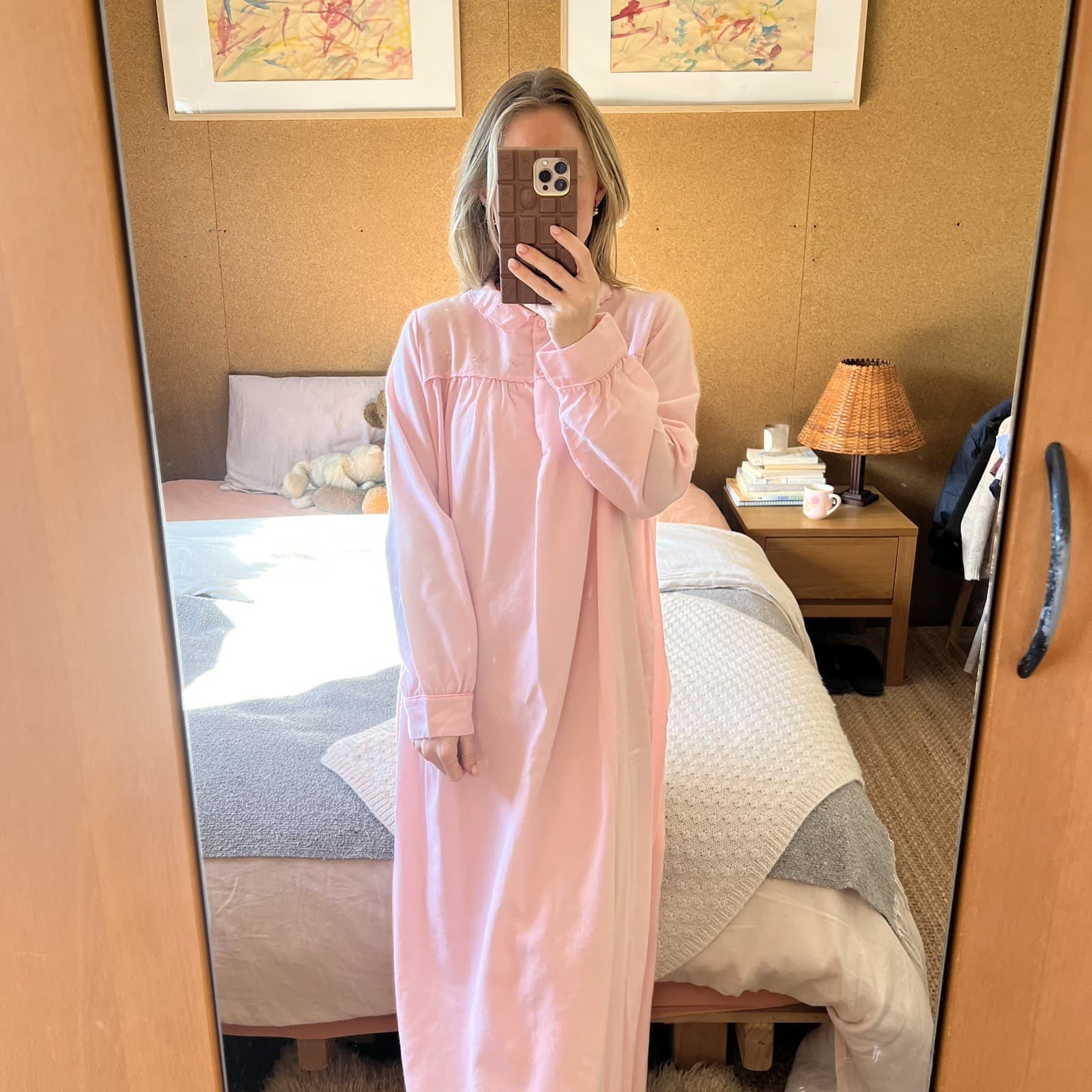 Vintage Pink Embroidered Nightgown House Dress Long Maxi Coquette Cottagecore — photo 1 of 8