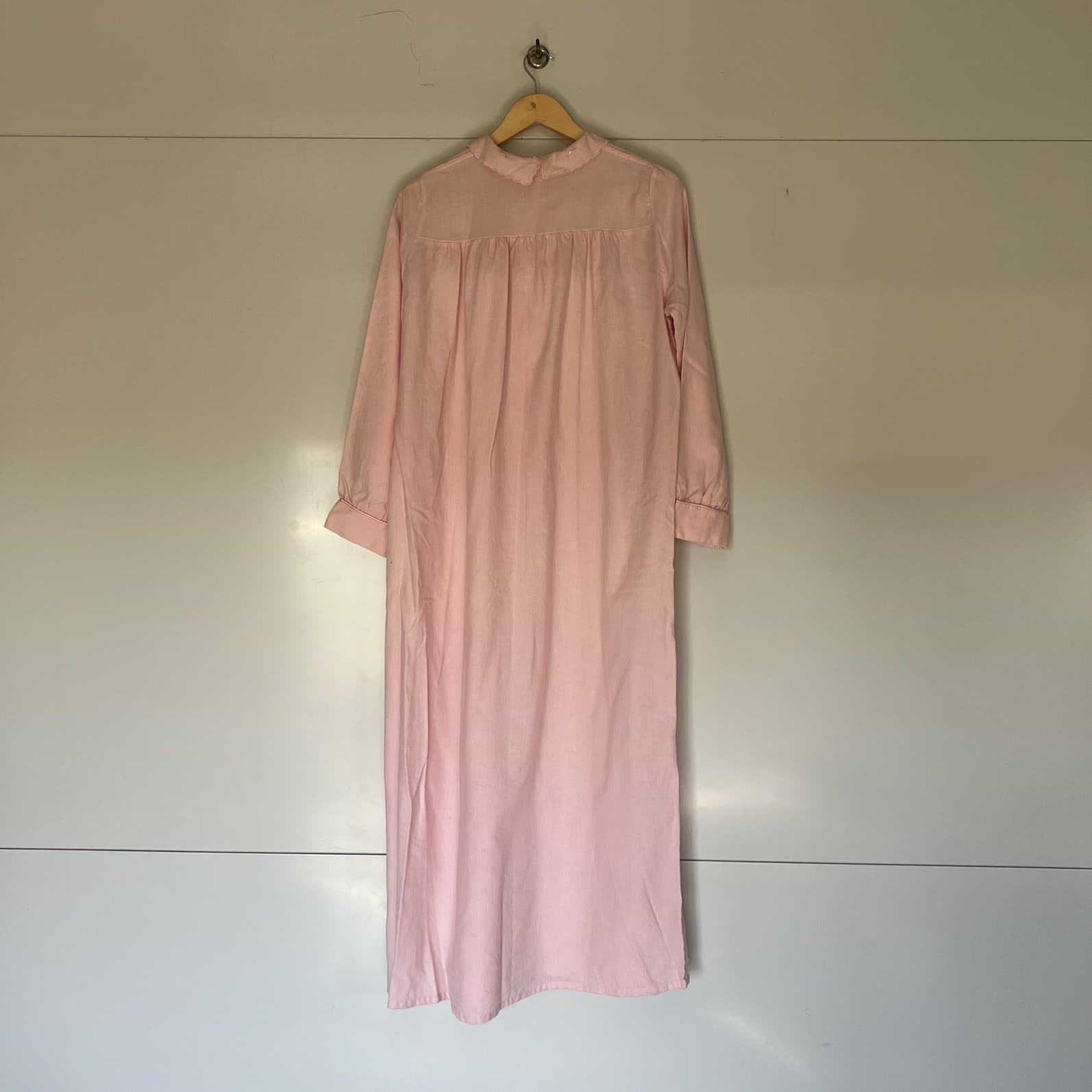 Vintage Pink Embroidered Nightgown House Dress Long Maxi Coquette Cottagecore — photo 3 of 8
