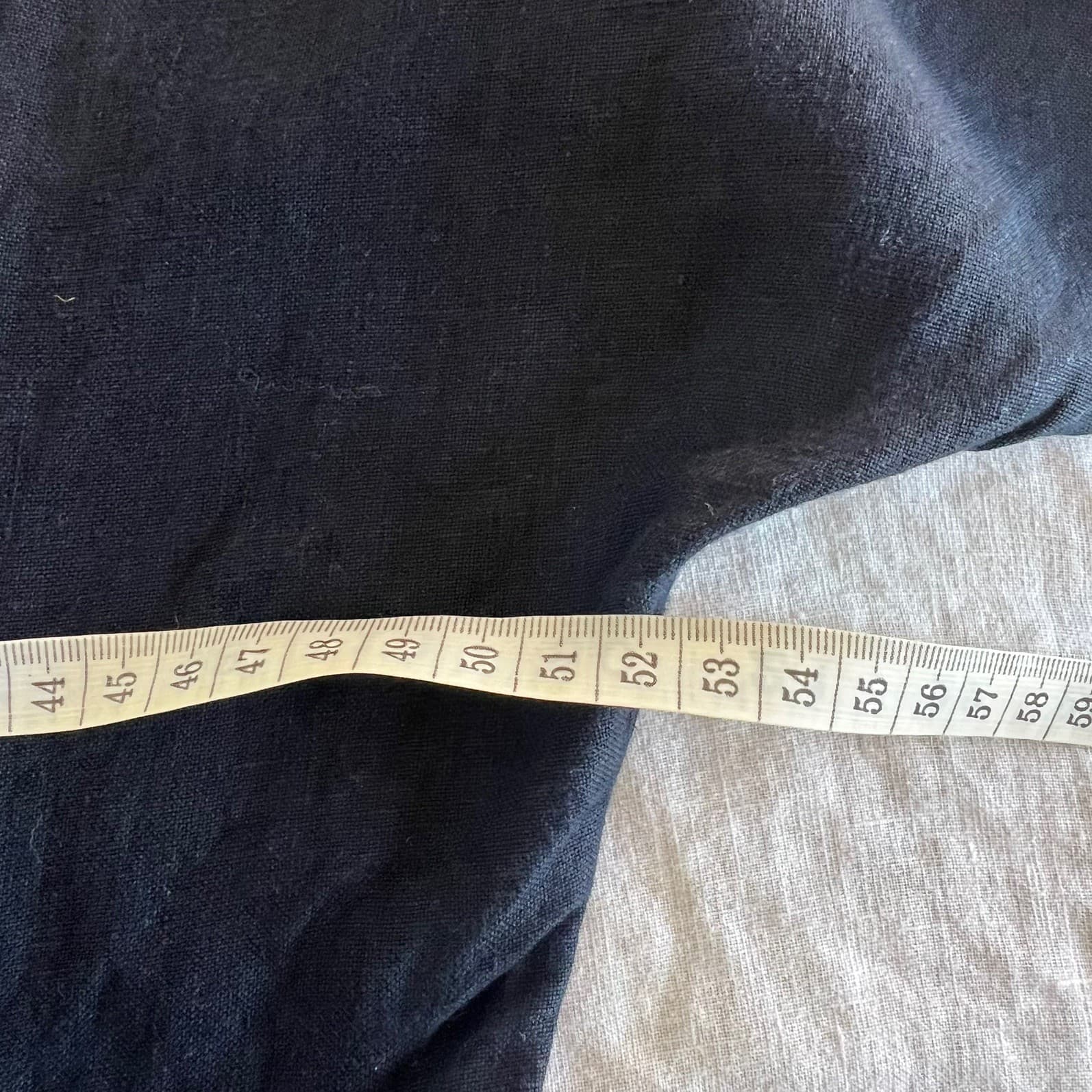 Navy Blue French Linen Dress Square Neck Tailored Short Sleeve Maxi Dress 10 12 — photo 3 of 11
