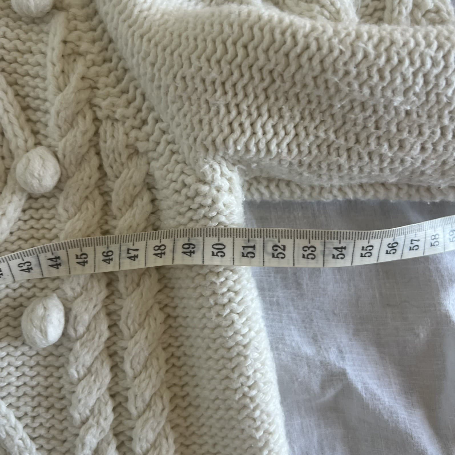 Sussan Cream Cable Knit Cardigan Pom Pom Aran Longline Oversized Sweater Medium — photo 5 of 6