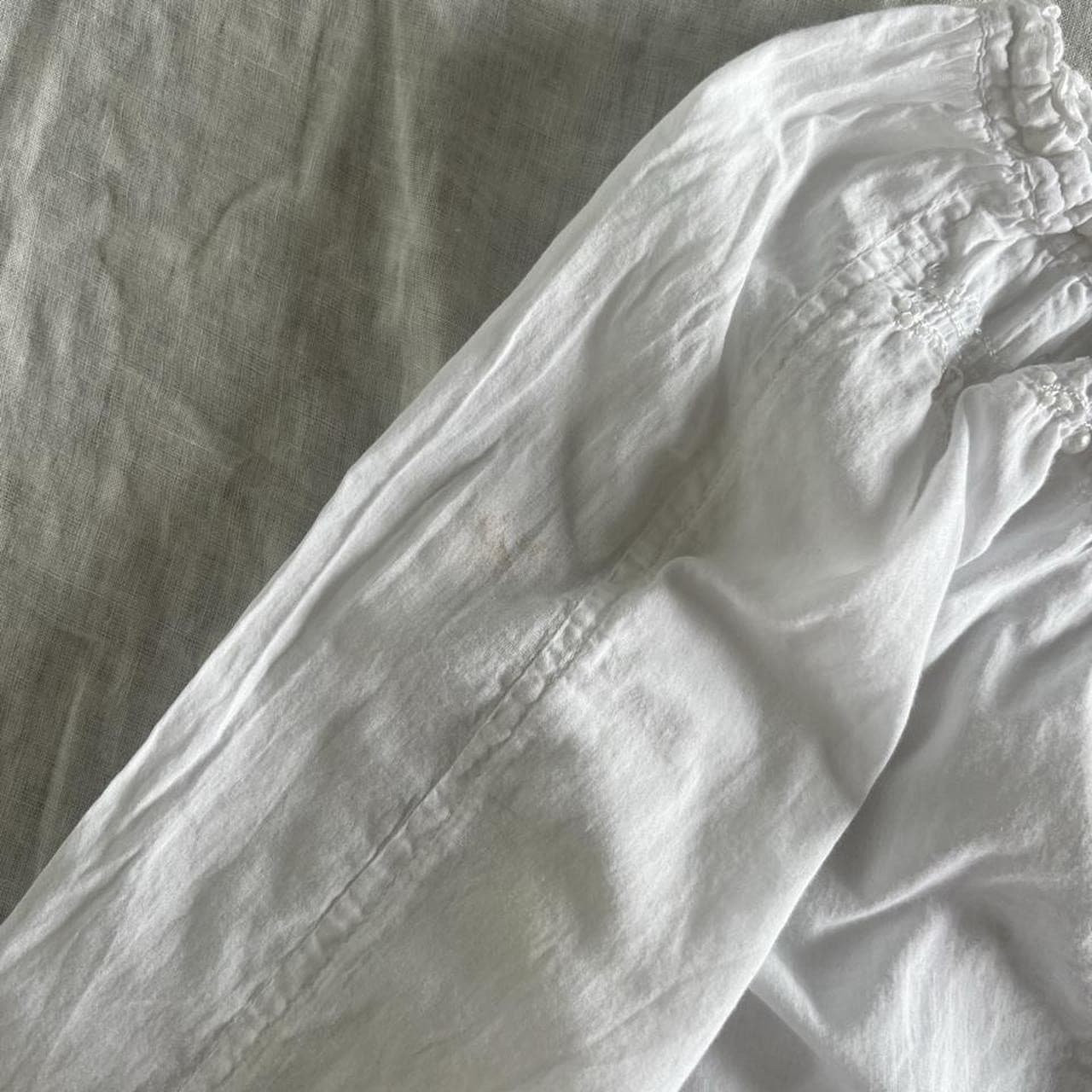 Amandara Boho White Cotton Embroidered Beaded Blouse Mini Dress Ethereal M — photo 2 of 8