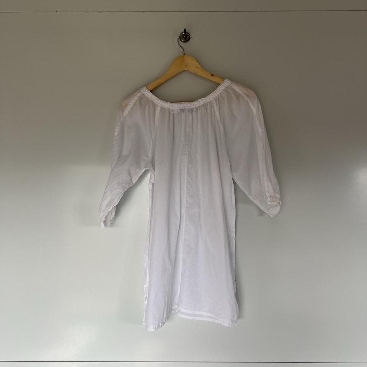Amandara Boho White Cotton Embroidered Beaded Blouse Mini Dress Ethereal M — photo 6 of 8