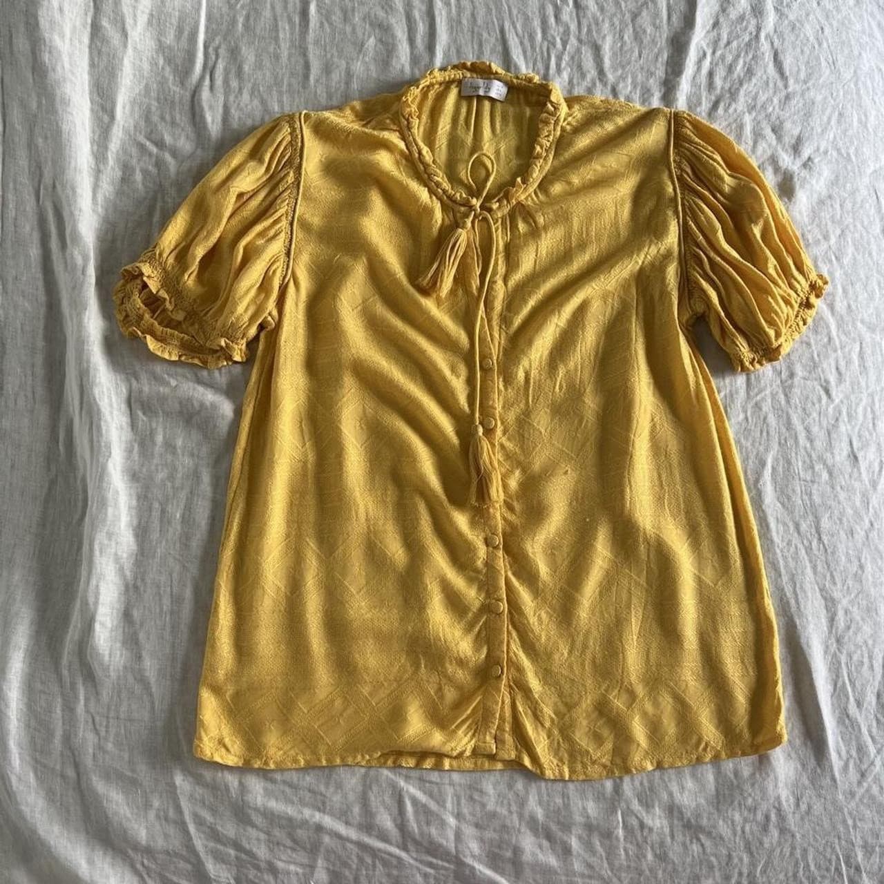 Tigerlily Yellow Boho Blouse Viscose Puff Sleeve Tassel Top AU 10 Prarie Beach — photo 4 of 7