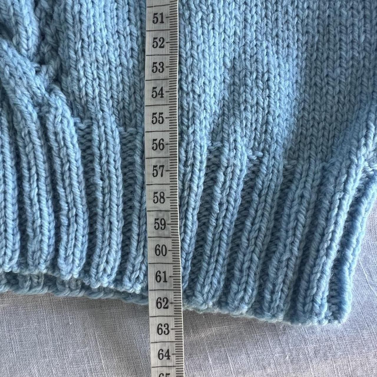 Vintage Handmade Hand Knitted Baby Blue Cable Knit Cotton Blend Sweater Jumper — photo 4 of 8