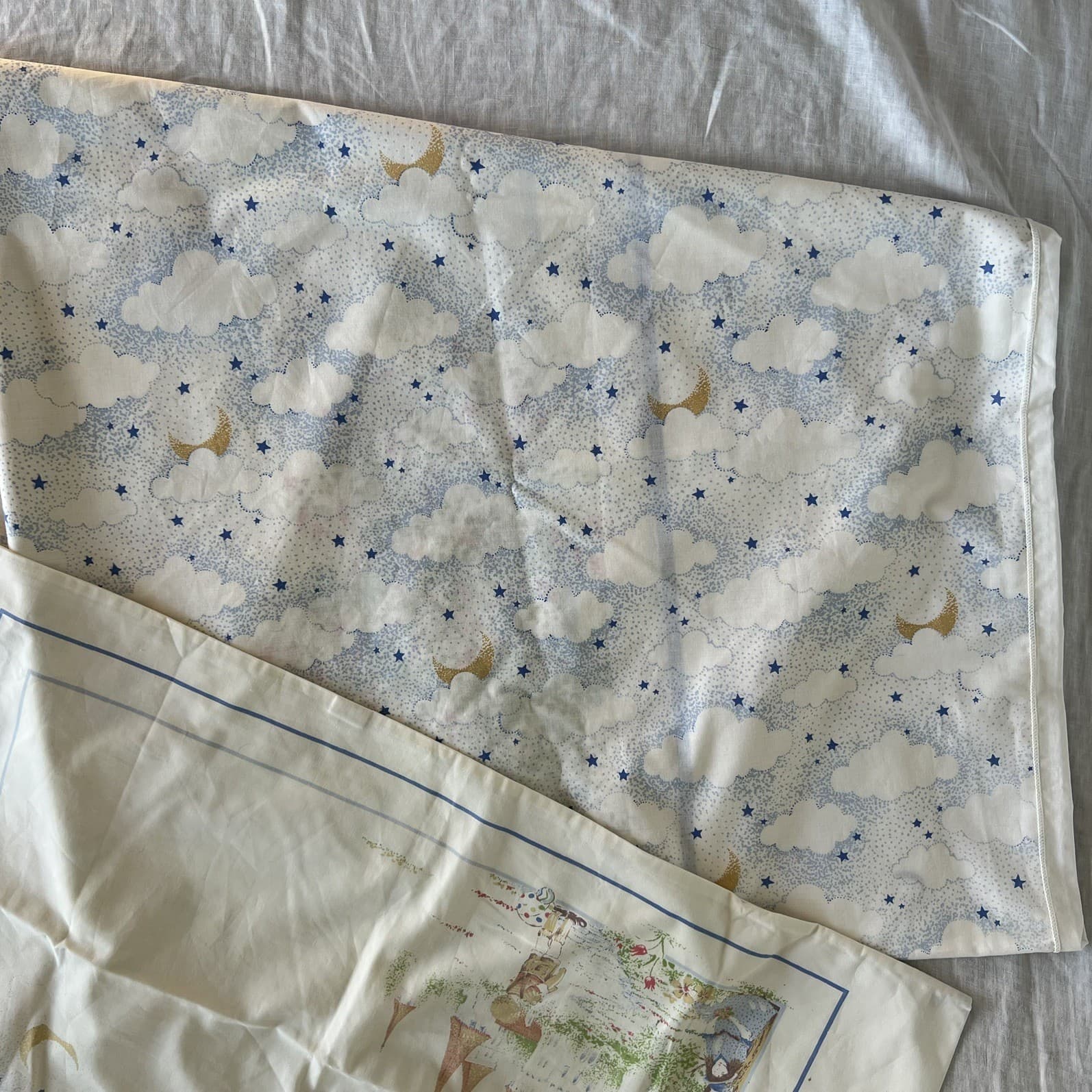 Vintage 1980s Actil Single Doona Quilt Cover Set Castle Fairytale Moon Stars — photo 6 of 11